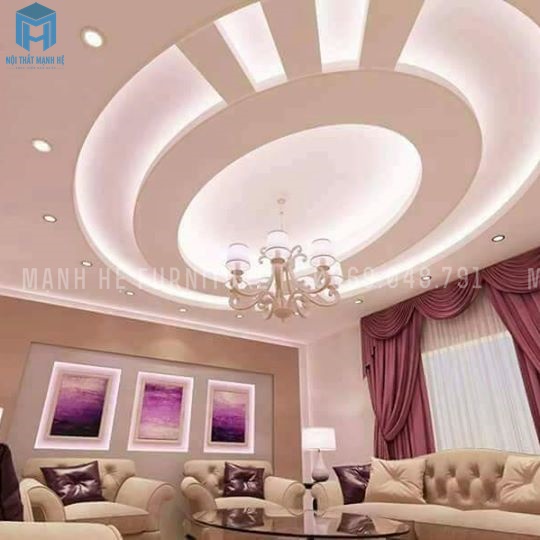 trần hình elip có gắn đèn trần