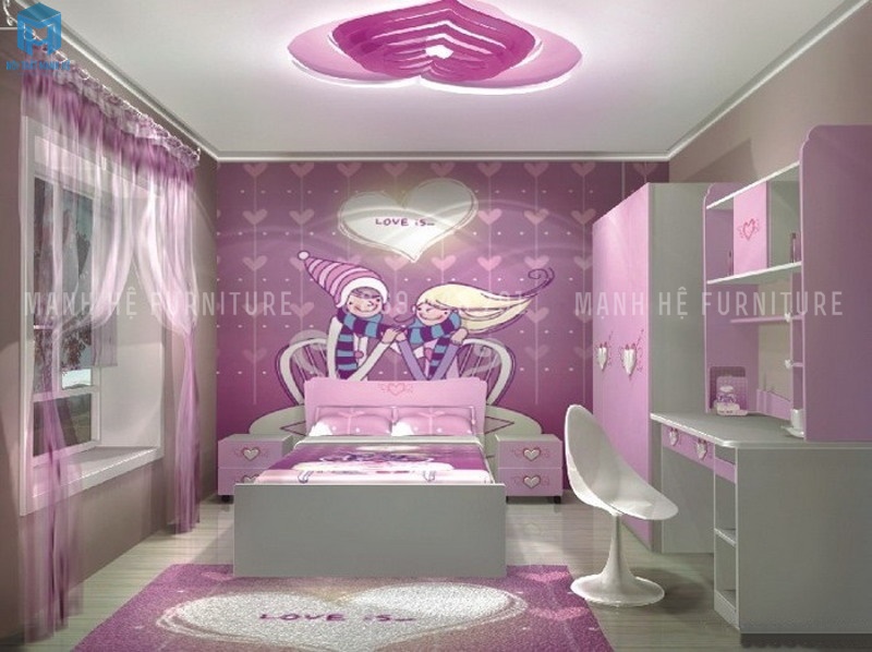 phòng ngủ màu tím đẹp