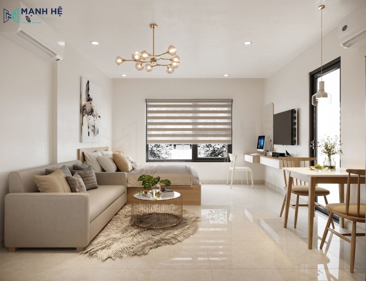 7 Mẫu thiết kế nội thất căn hộ dịch vụ đẹp, tiện nghi với mức giá hợp lý