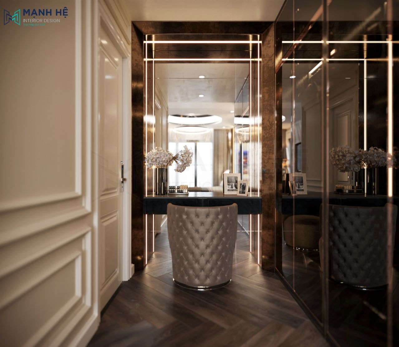 Sử dụng gương trang điểm gắn led vàng rực rỡ