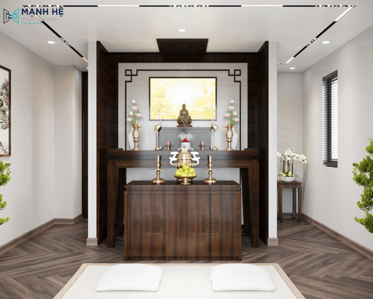 Nội thất phòng thờ từ chất liệu gỗ tự nhiên cao cấp