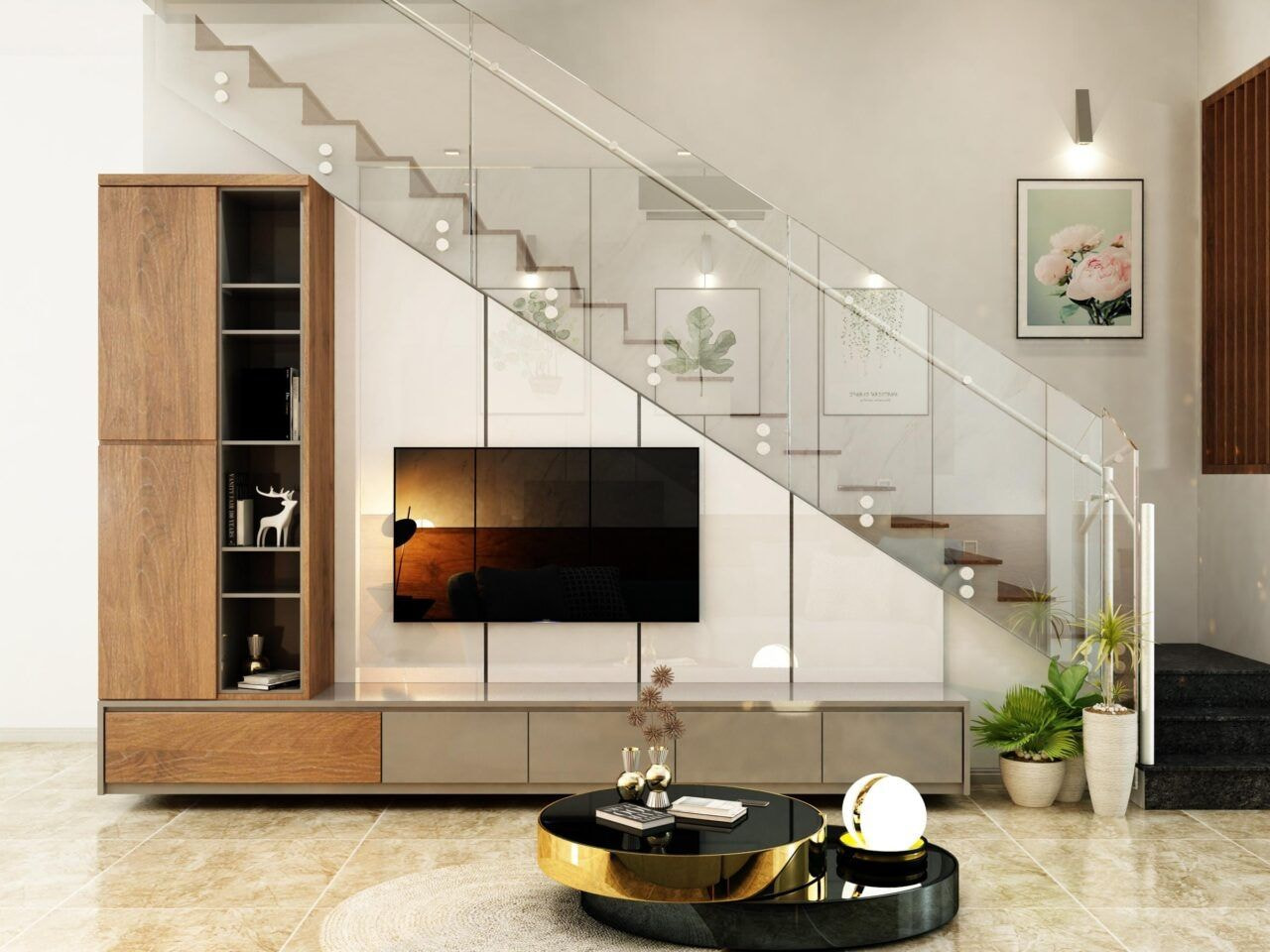 Thiết kế kệ tivi gỗ công nghiệp phủ laminate