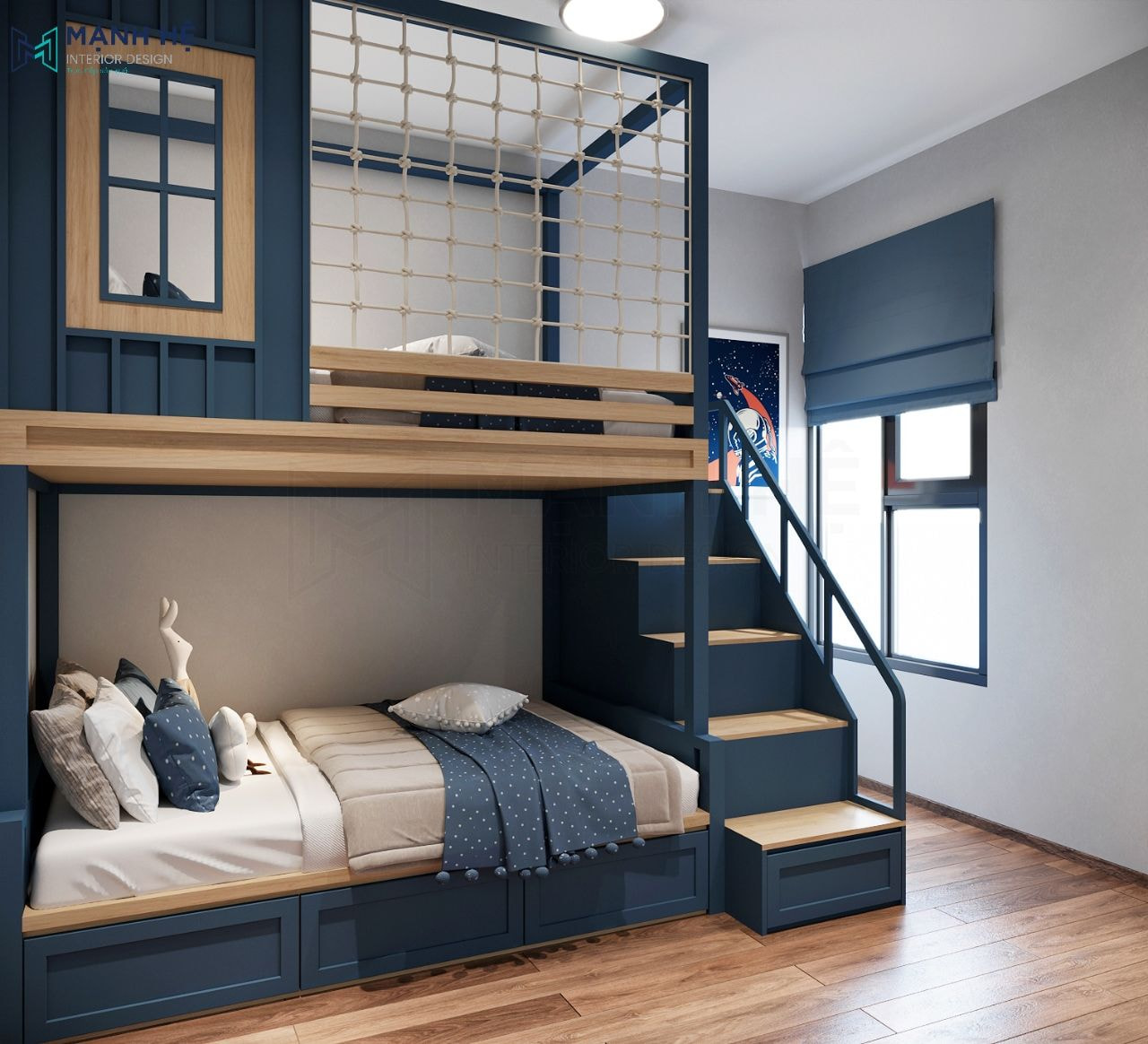 Sử dụng gam màu xanh năng động làm gam màu chủ đạo