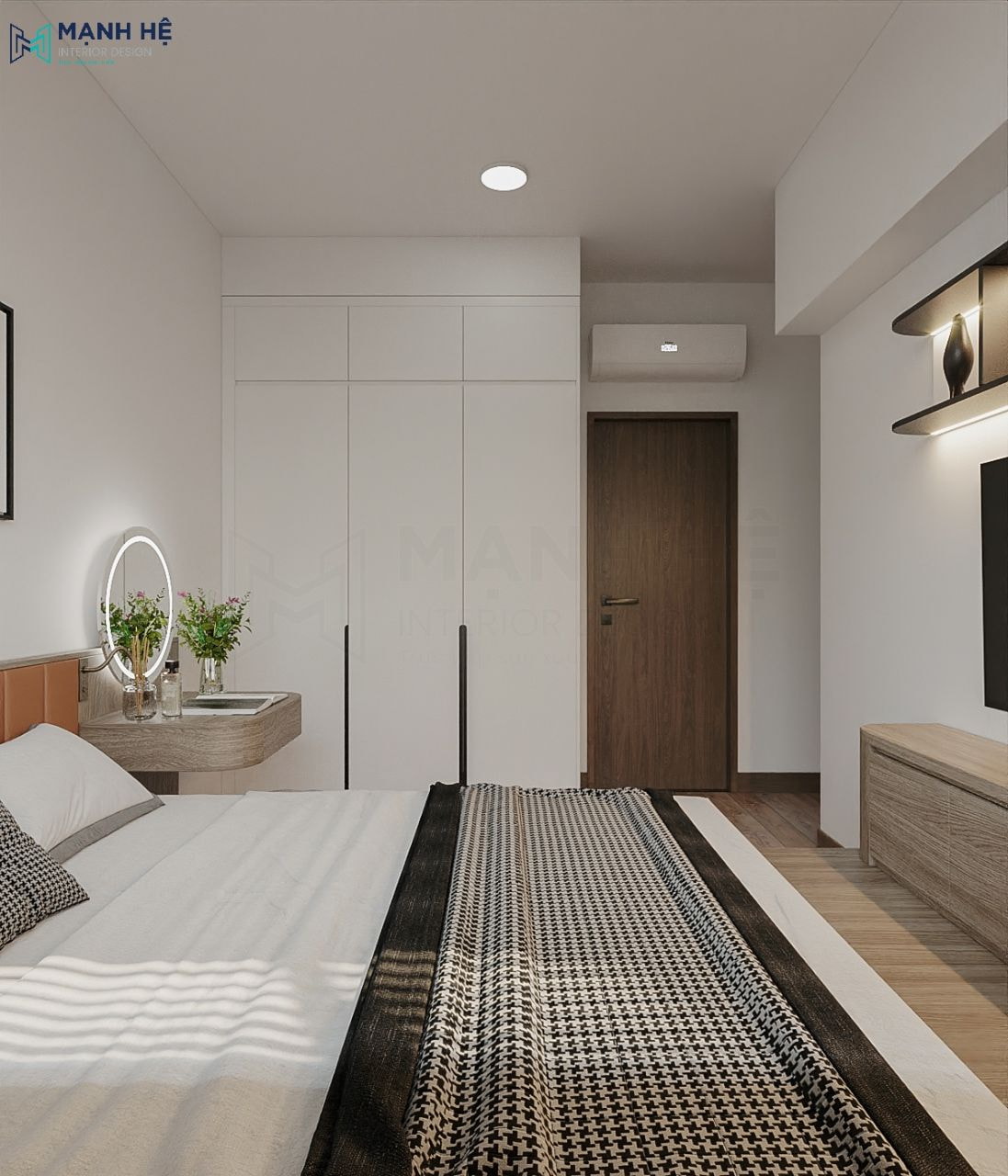 Sử dụng hệ tủ quần áo cao đụng trần 3 cánh mở