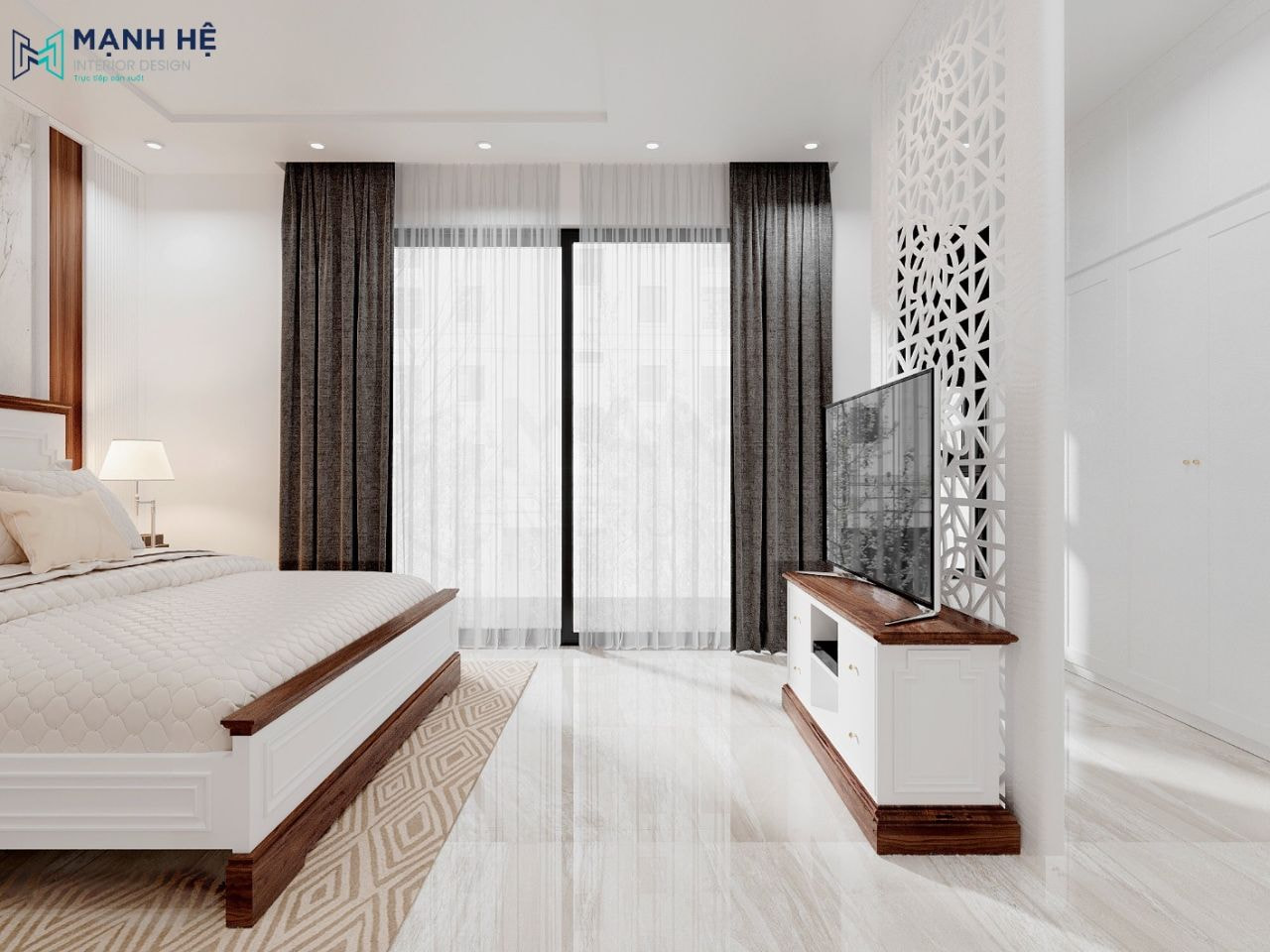 Tối ưu ánh sáng căn phòng nhờ hệ thống cửa kính và rèm cửa 2 lớp