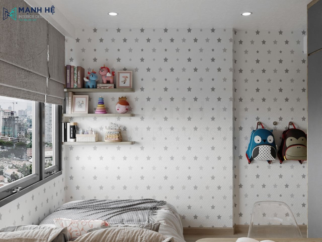 Decor giấy dán tường hình ngôi sao cho phòng ngủ thêm thu hút