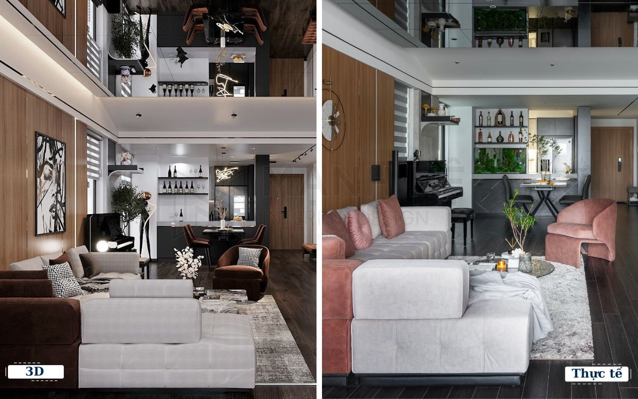 Hình ảnh 3D và nội thất phòng khách chung cư