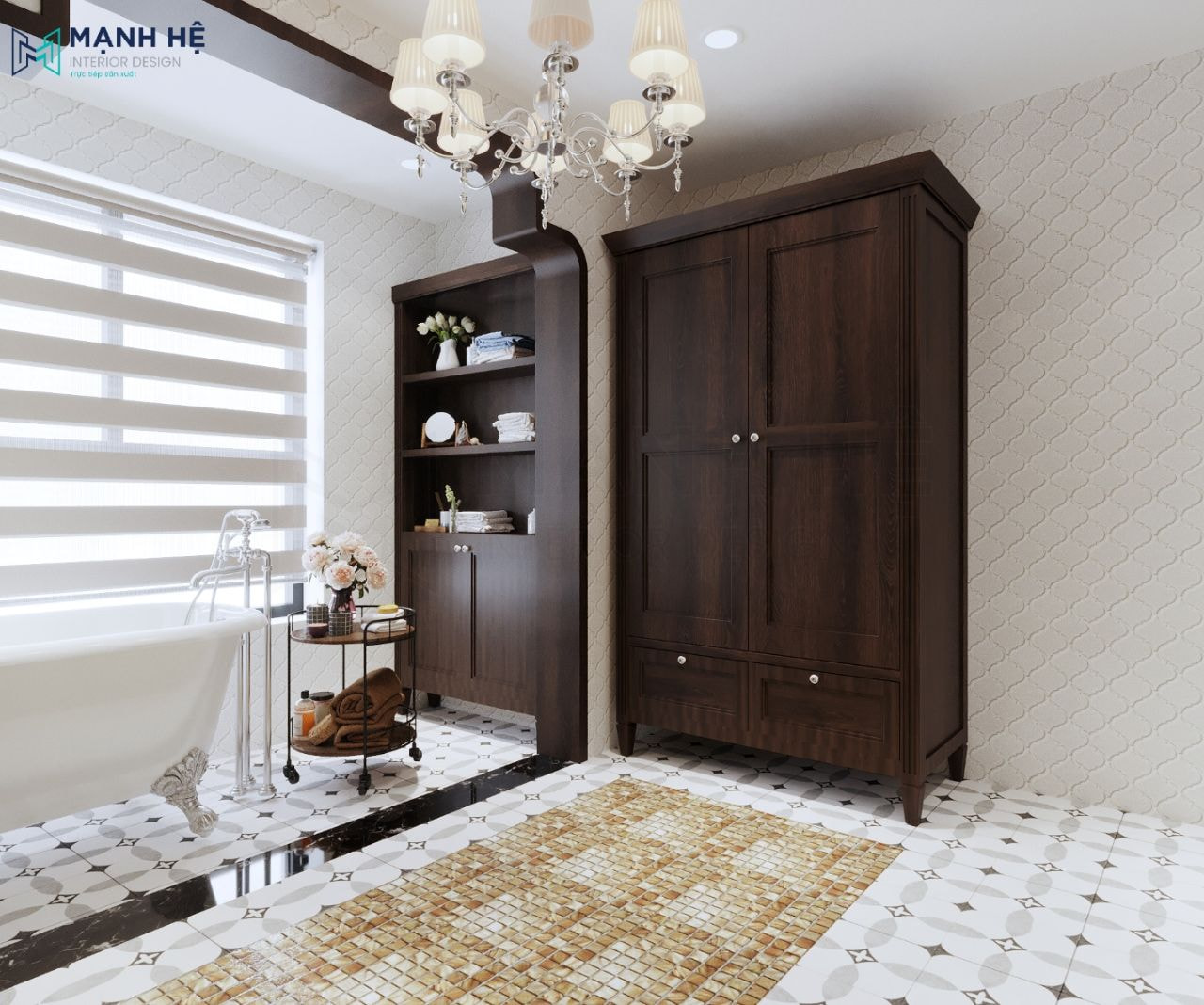 Thêm tủ đựng các vật dụng vệ sinh để khu vực này trở nên gọn gàng