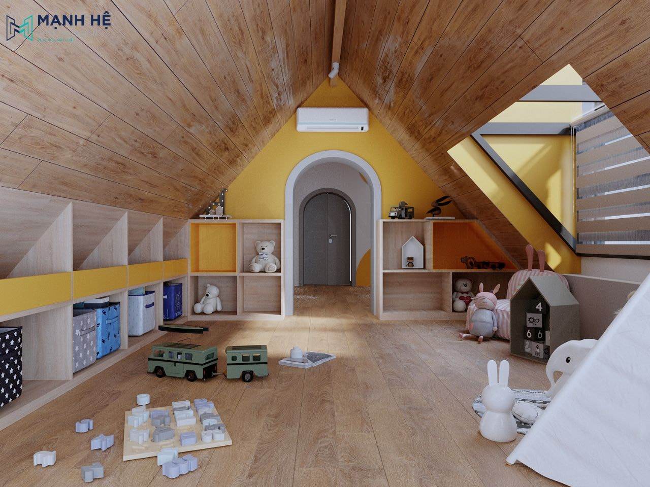 Thiết kế phòng tranh dạng ngôi nhà giúp kích thích sự sáng tạo và thu hút bé