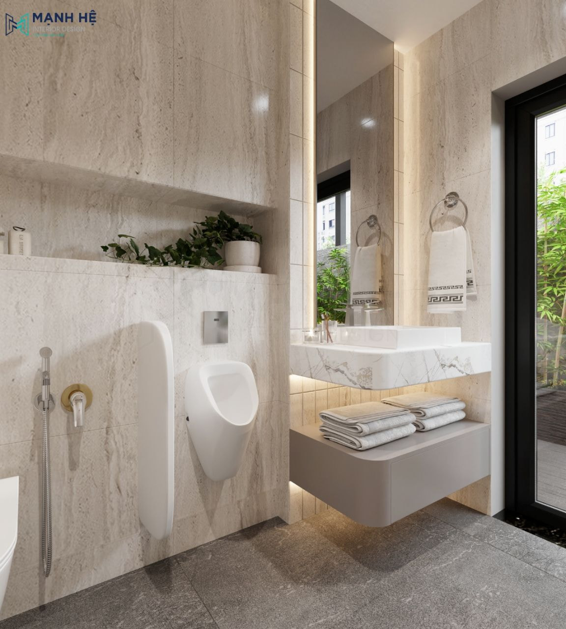 Toilet chung được trang bị đầy đủ các thiết bị, dụng cụ tiện nghi