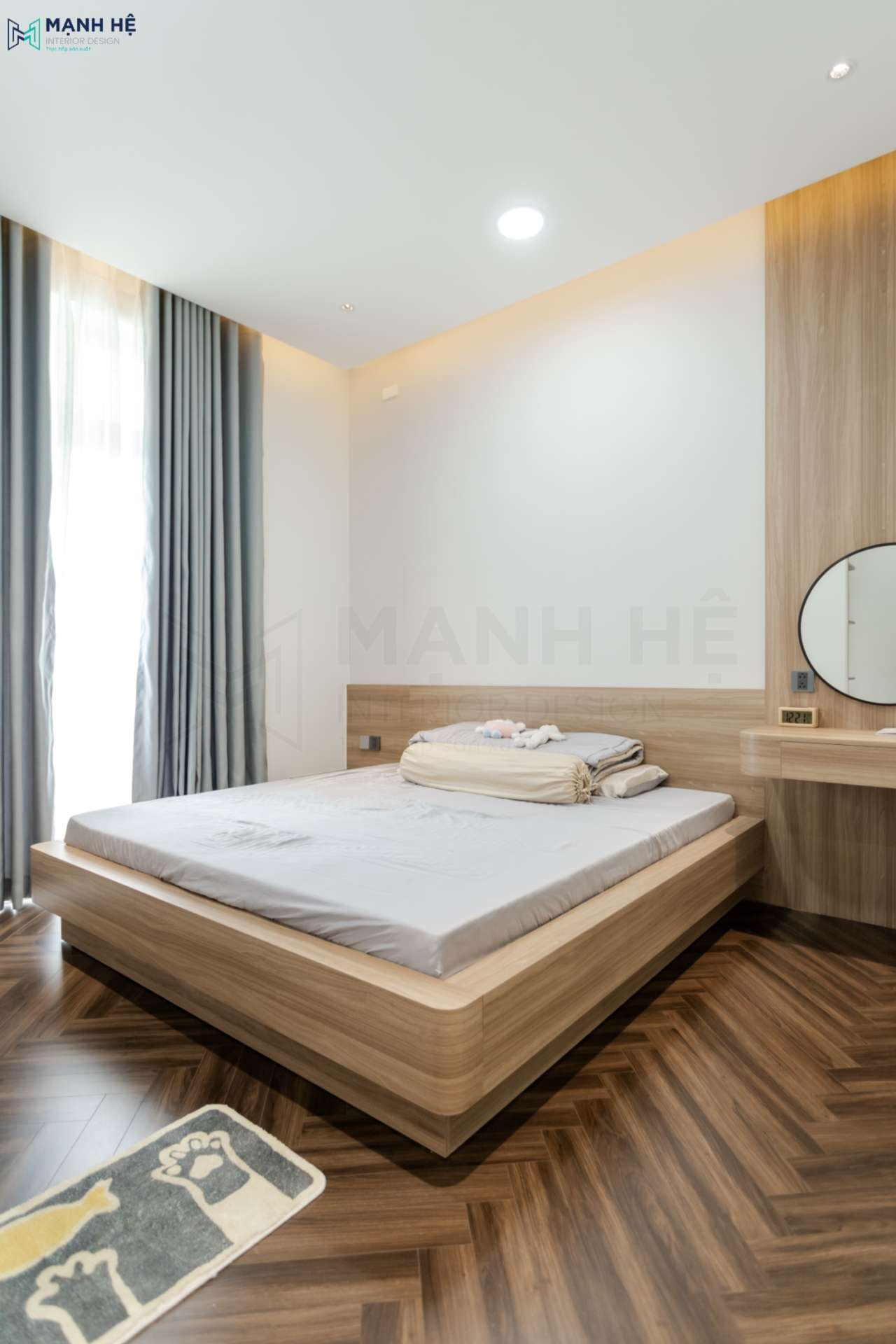Nội thất phòng ngủ 01 được tinh giản các đường nét thiết kế nhưng vẫn tạo được điểm nhấn nhờ các đường bo góc mềm mại