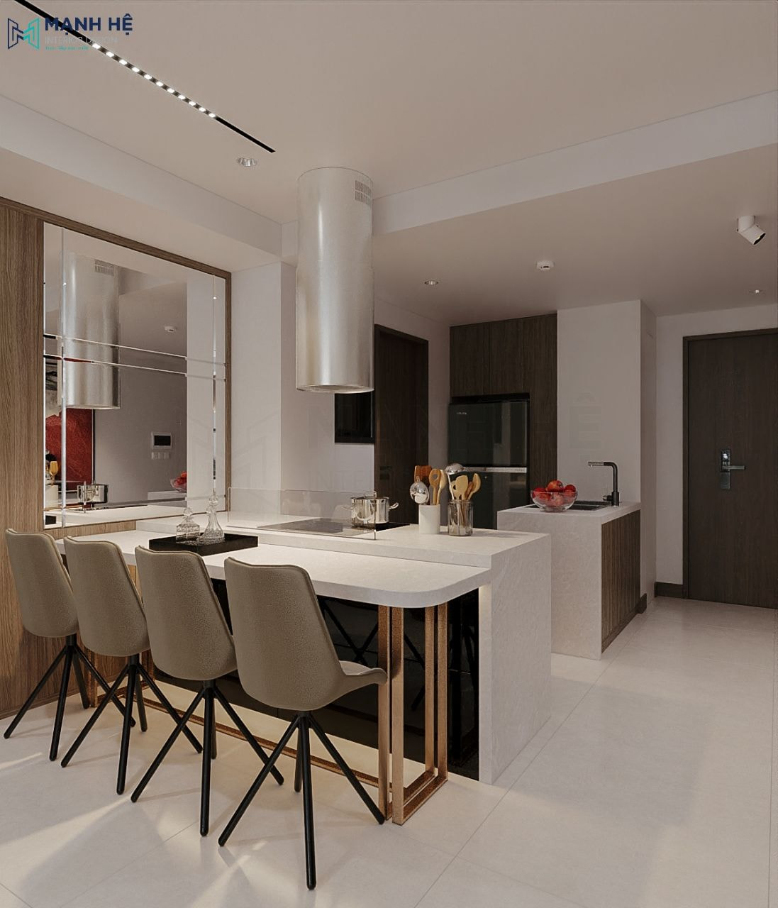 Đảo bếp kết hợp bàn ăn nhỏ tiện nghi cho gia chủ