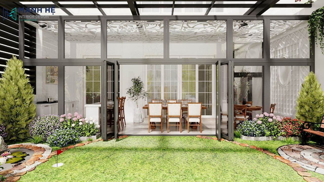 Tổng quan khu sân vườn của biệt thự sang trọng