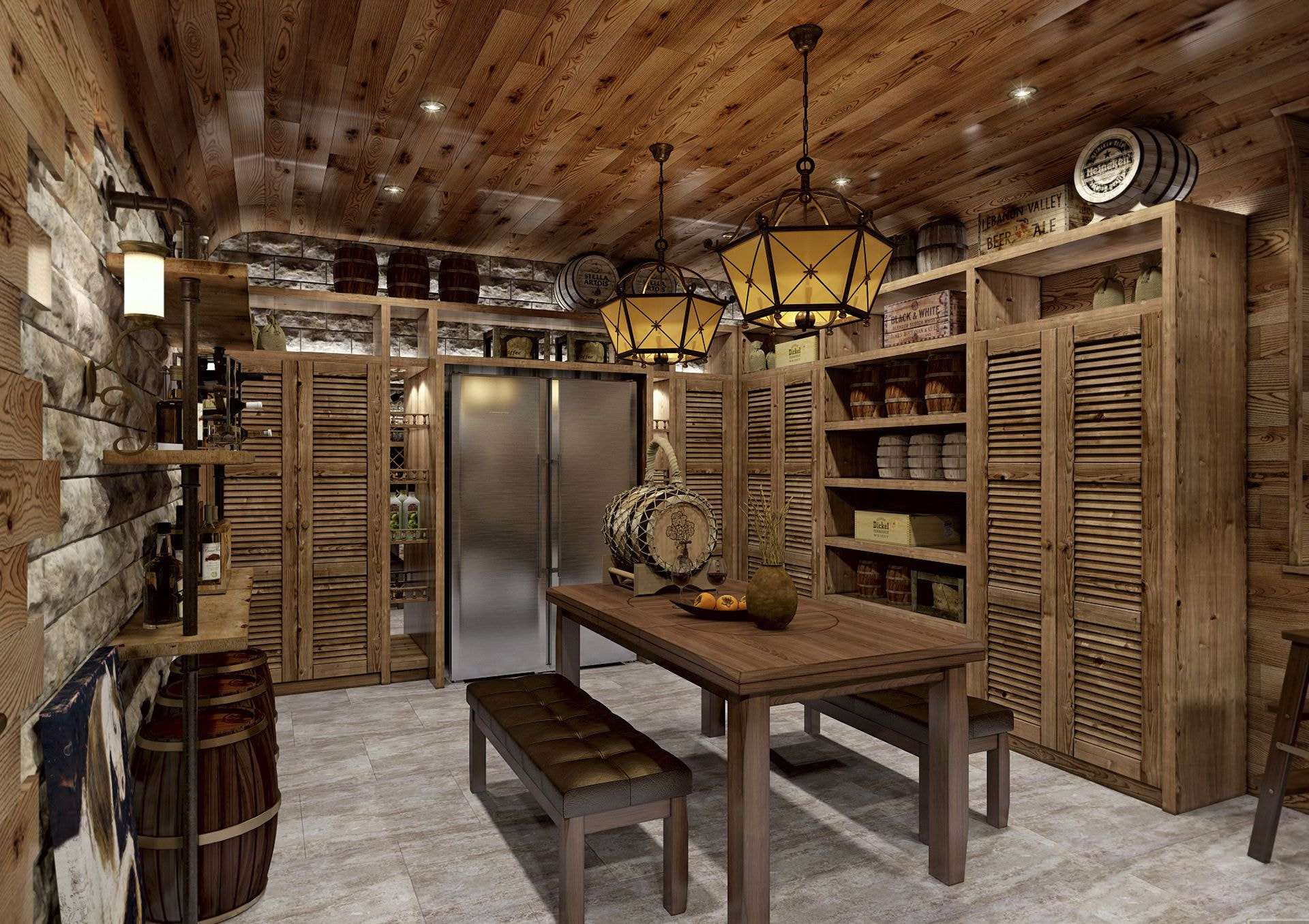 Thiết kế hầm rượu vào chung phong bếp