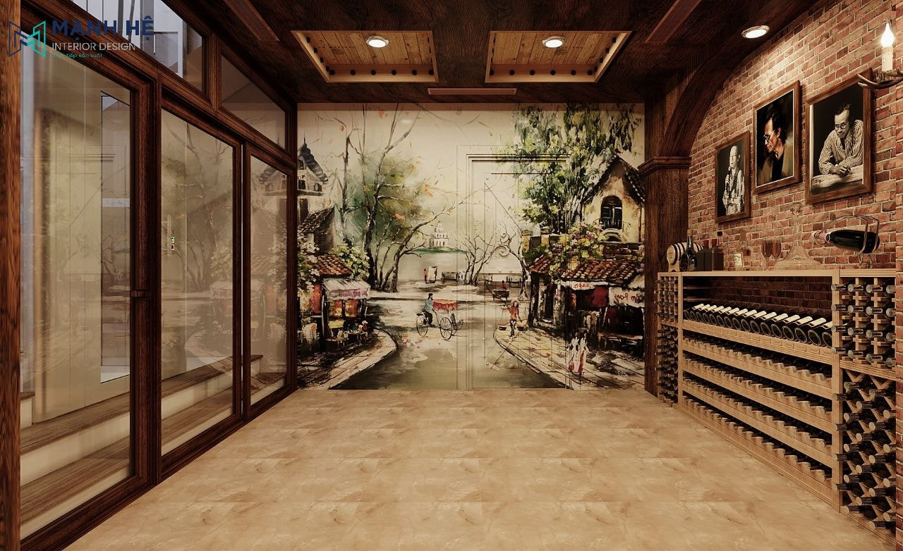 Tranh vẽ treo và dán tường giúp tăng sự thú vị cho không gian này