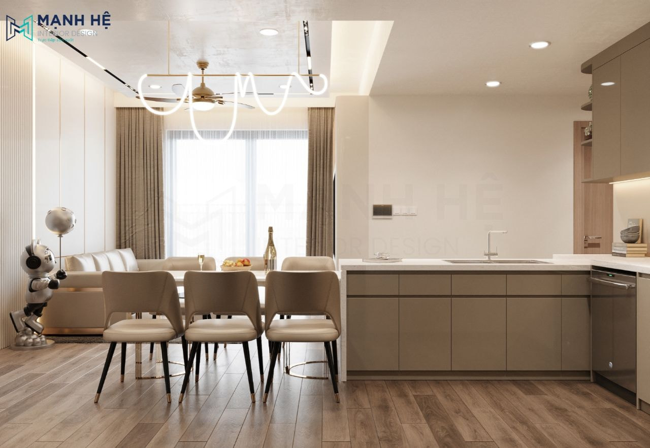 Sử dụng đèn thả bàn ăn để tối ưu ánh sáng không gian bếp