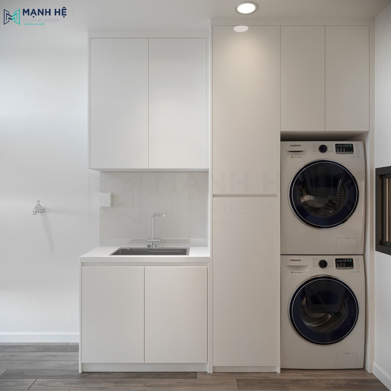 Logia được sử dụng làm phòng giặt cho chủ nhà