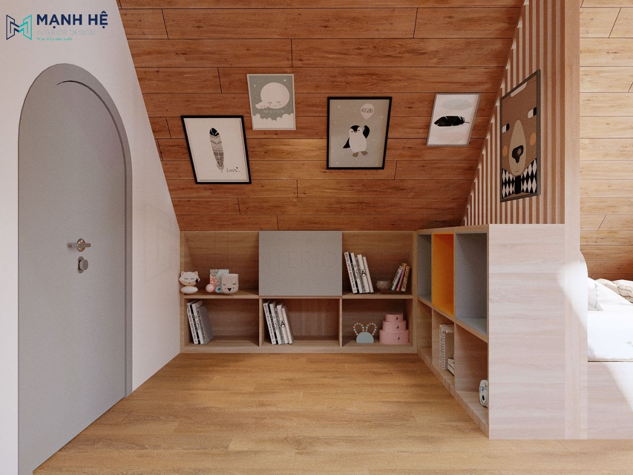Trang bị các kệ sách và tranh vẽ treo tường xinh xắn cho bé