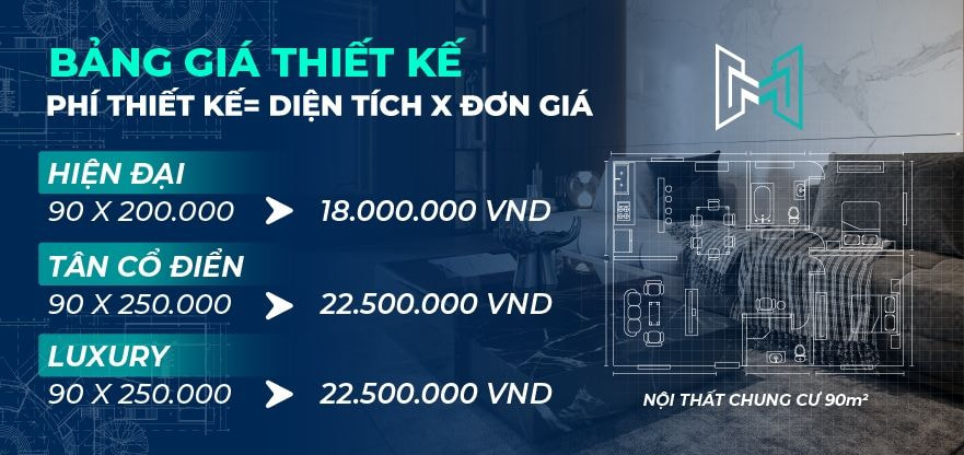 Bảng giá thiết kế nội thất chung cư 90m2