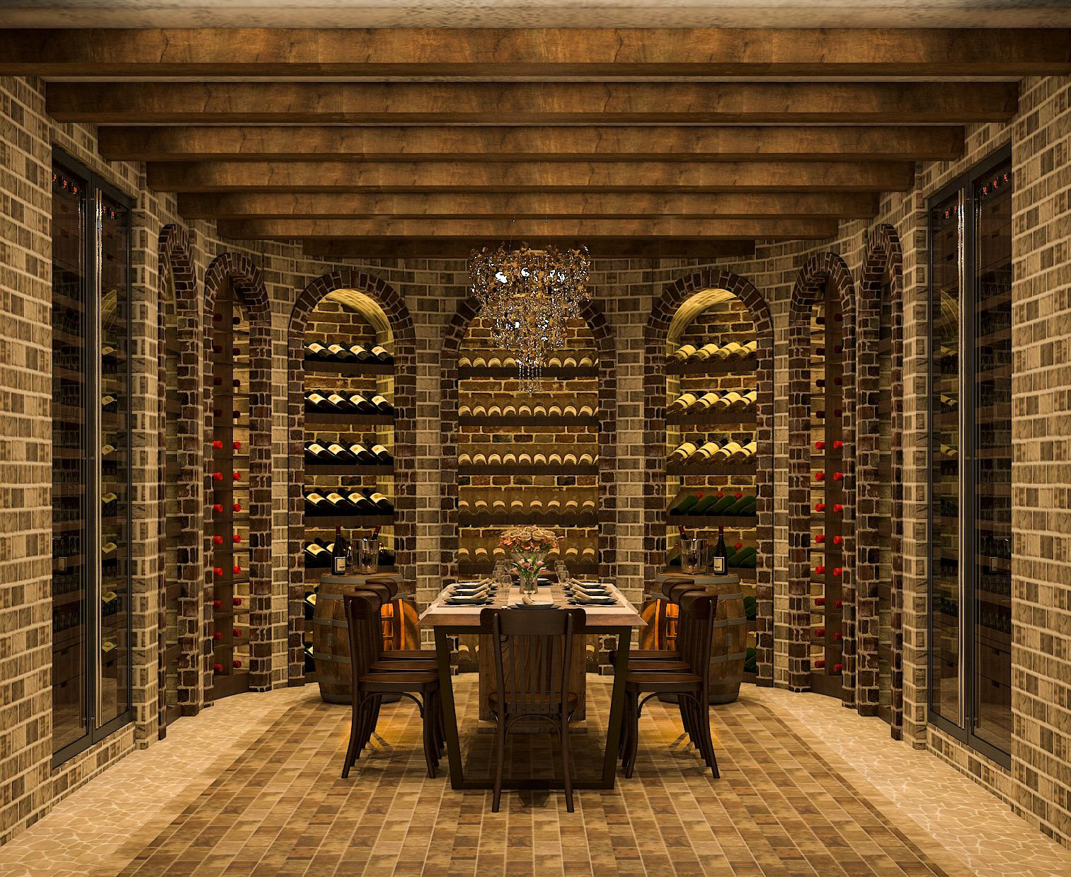 Phong cách Hoàng gia được ứng dụng trong thiết kế hầm rượu biệt thự