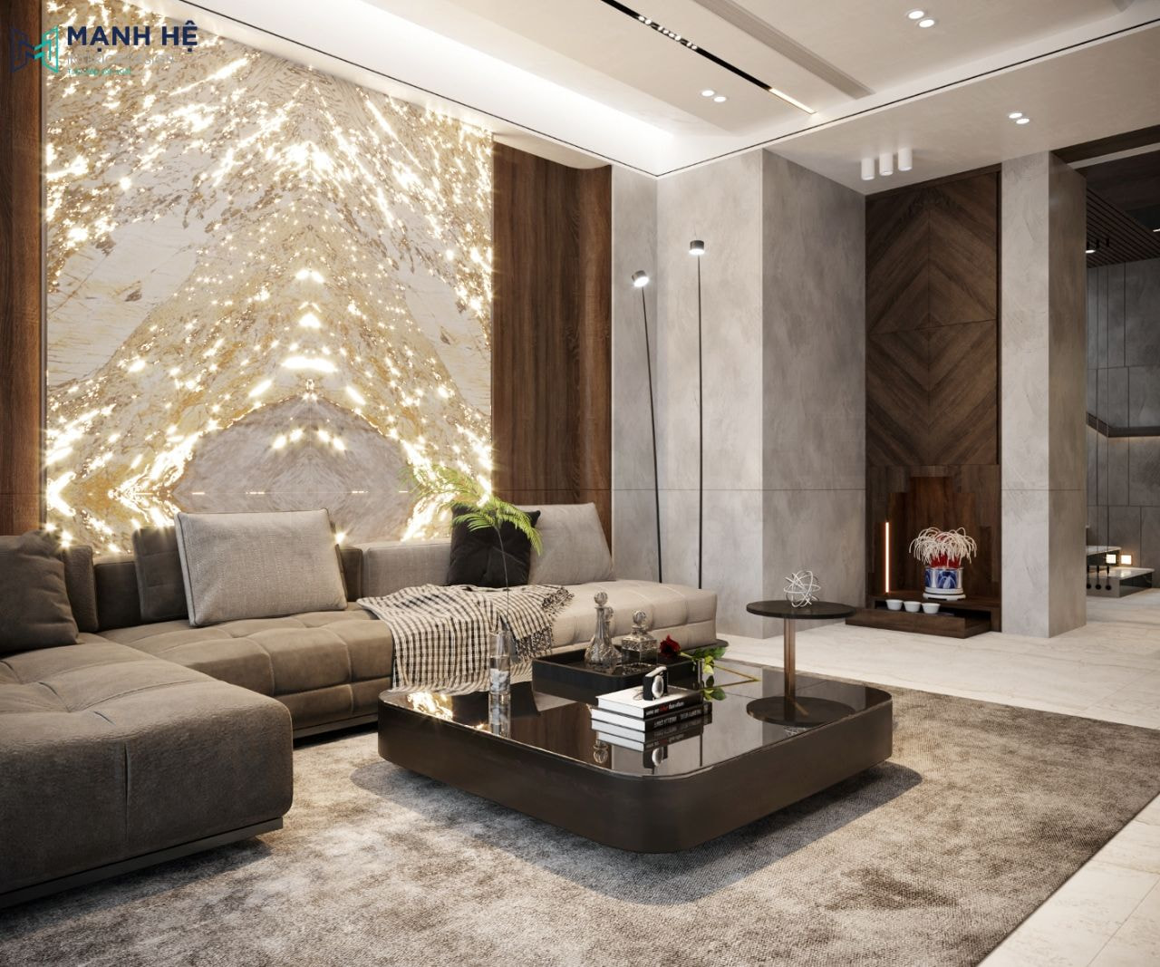Mẫu bàn thờ Thổ Công đặt ngay phòng khách quay hướng ra đường
