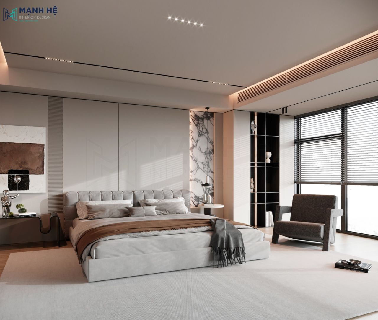 Vách ốp tường đầu giường từ laminate sang trọng