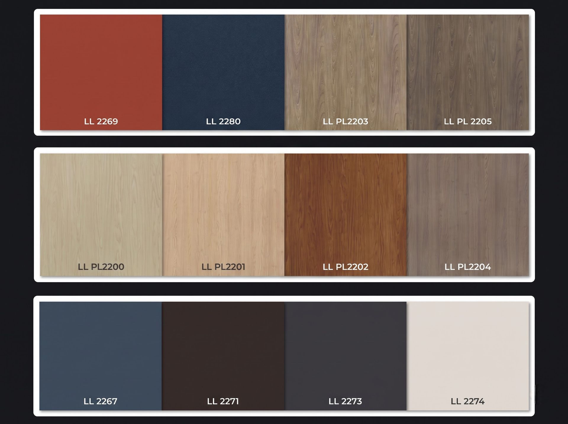 Bảng mã màu của dòng sản phẩm Lacquered Laminate
