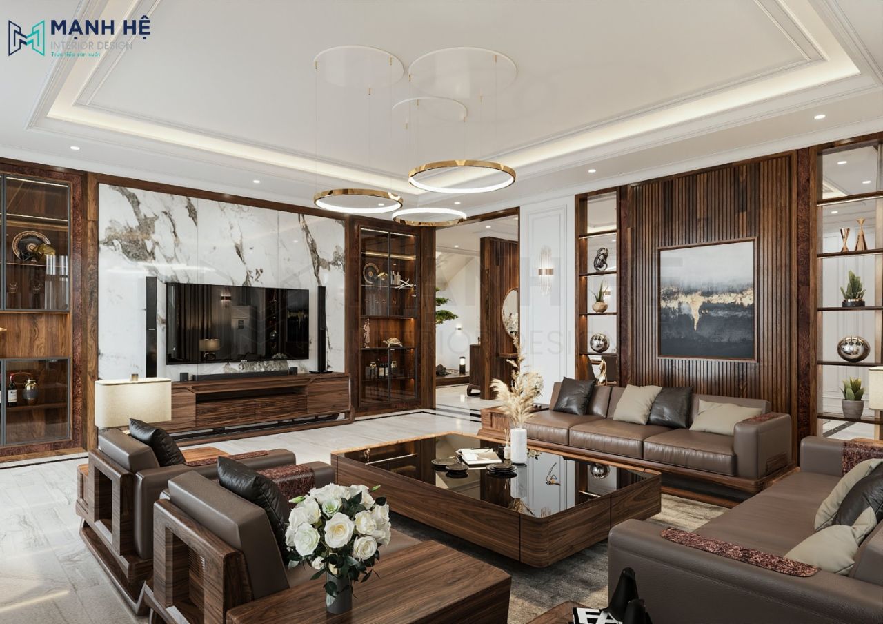 Trần thạch cao biệt thự dạng phẳng