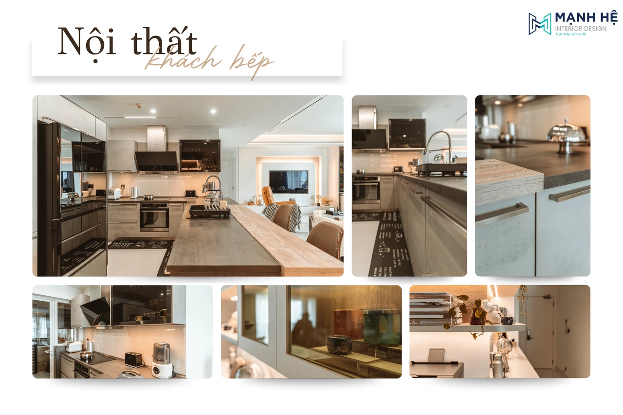 Thiết kế và thi công nội thất phòng khách bếp căn hộ The Estella