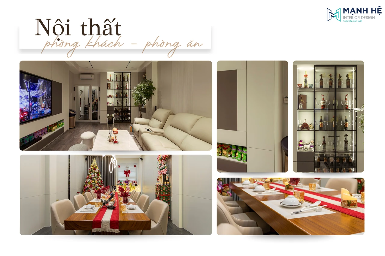 Thiết kế và thi công nội thất nhà phố hạng mục phòng khách - phòng ăn