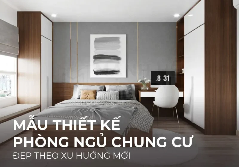 Thiết kế phòng ngủ với gam màu xám hiện đại kết hợp cùng các món nội thất thông minh tiện ích