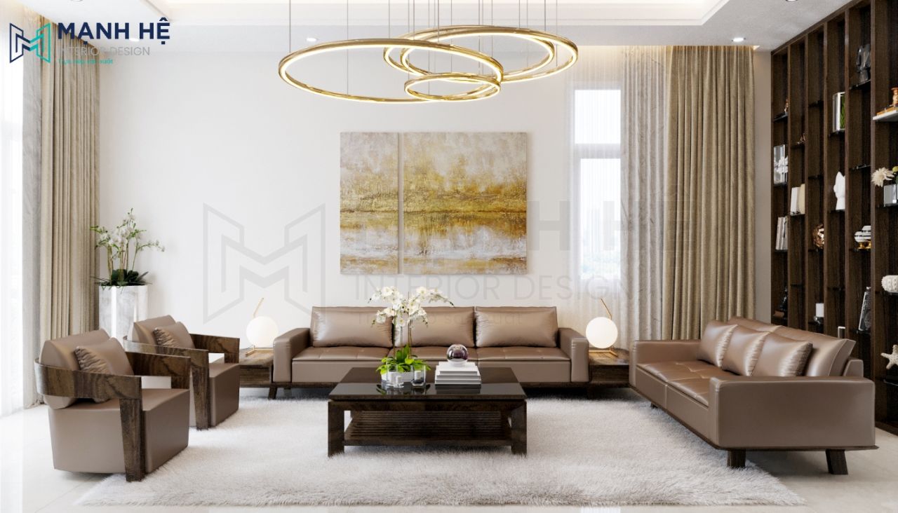 TOP 10+ Mẫu thiết kế phòng khách gỗ óc chó đẹp sang trọng bậc nhất