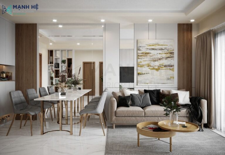 Thiết kế nội thất phòng khách đẹp cho căn hộ chung cư với phong cách hiện đại