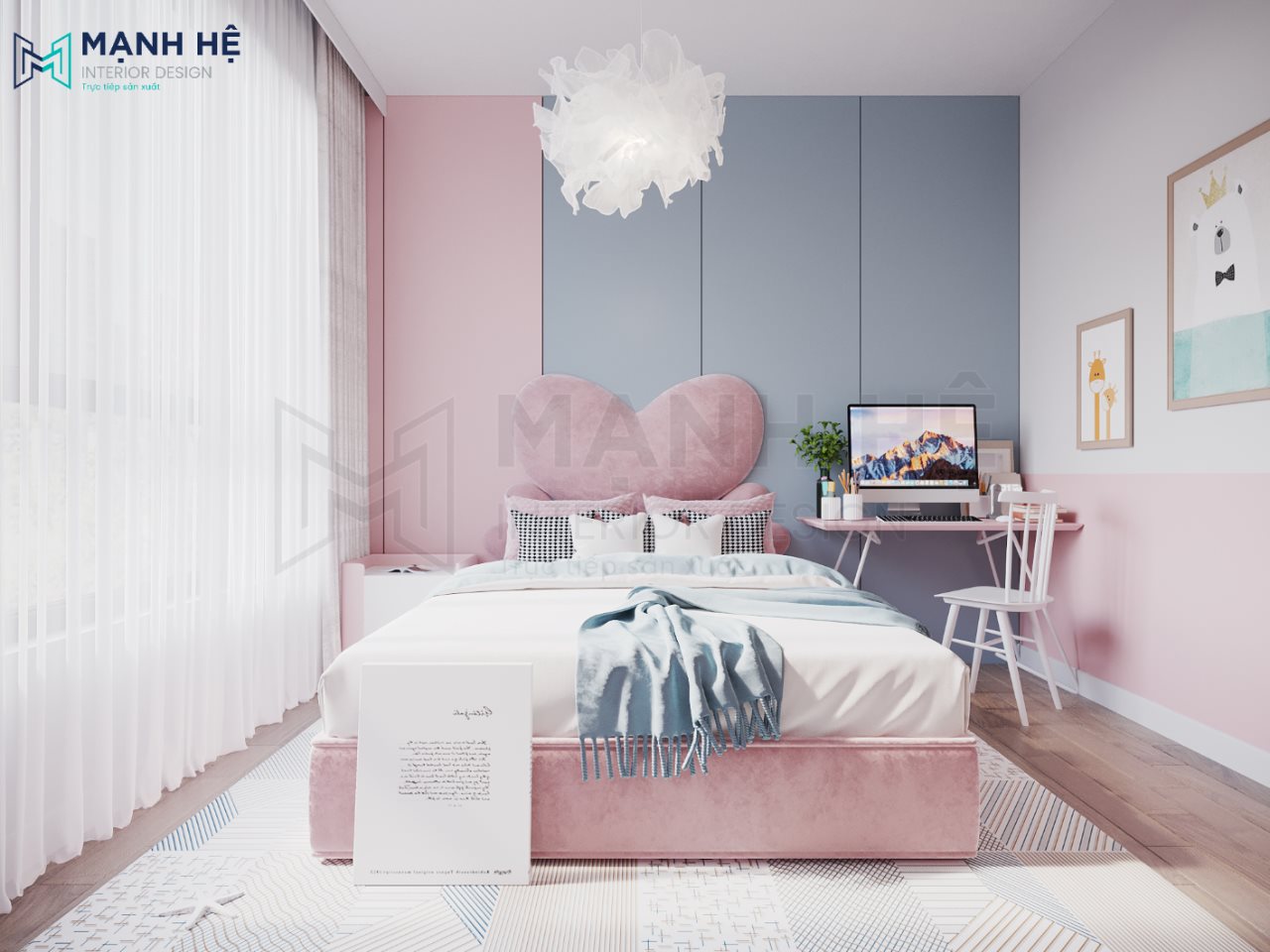 16-noi-that-phong-ngu-mau-hong-cho-nu-noi-that-manh-he-1 Bộ phòng ngủ trẻ em BE057 màu hồng pastel