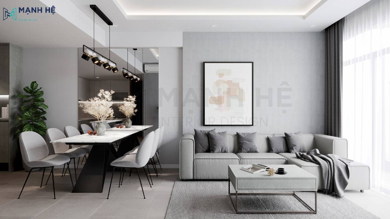 3 Su Dung Giay Dan Tuong Phong Khach Mau Xam