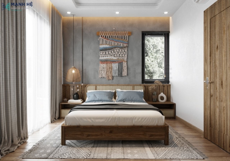 Nội thất phòng ngủ đẹp với lối thiết kế vừa hiện đại vừa mộc mạc