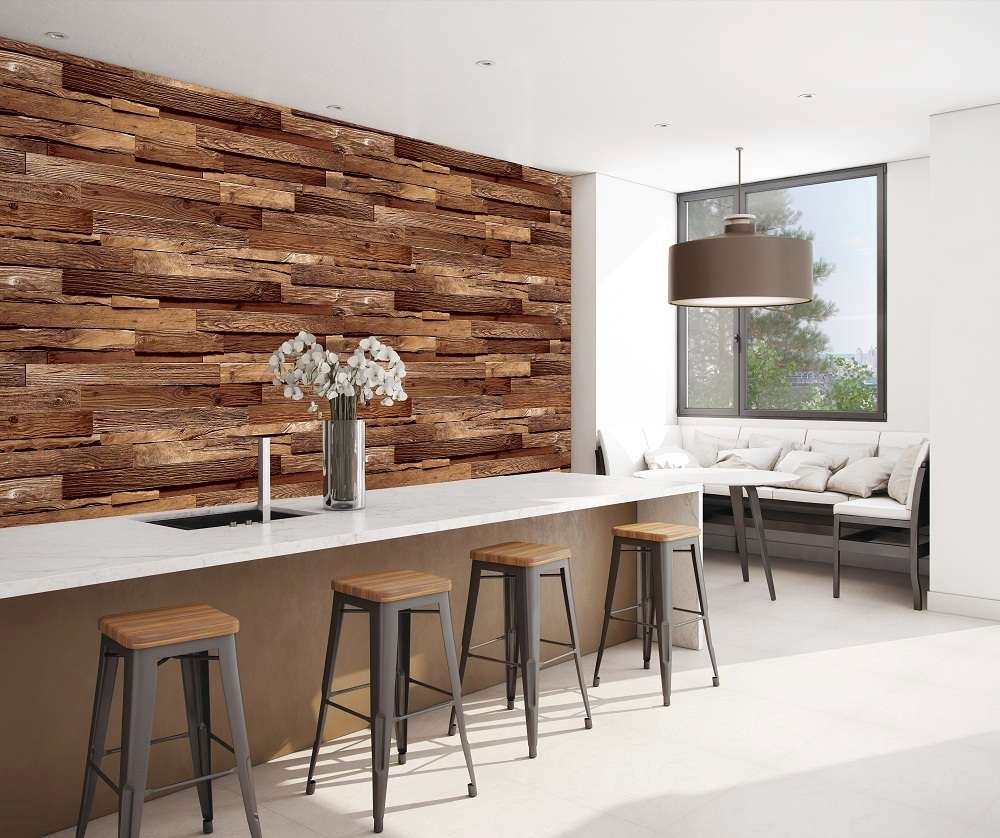 25 mẫu giấy dán tường giả gỗ trang trí không gian đẹp hút mắt