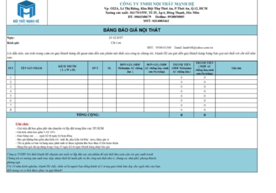 Mau Bang Bao Gia Hai Vat Tu