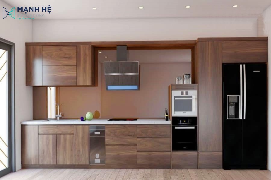 Tủ bếp melamine vân gỗ tự nhiên TBM04