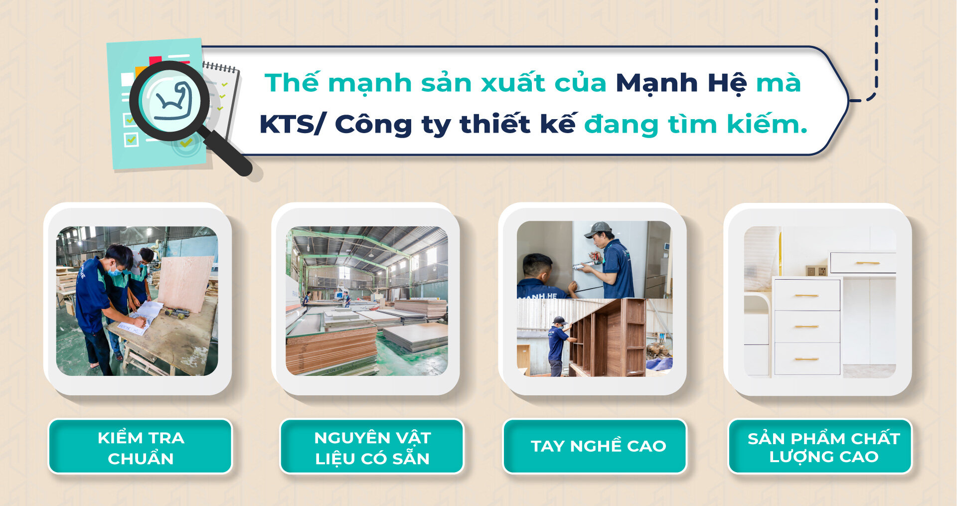 HỢP TÁC CÙNG XƯỞNG SẢN XUẤT - THI CÔNG NỘI THẤT MẠNH HỆ