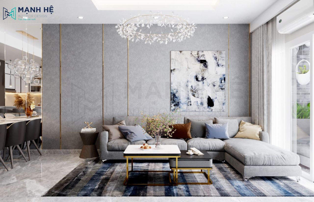 sofa-phong-khach-mau-xam-noi-that-manh-he Căn hộ The Navita 110m2 - 3 PN - Anh Hòa