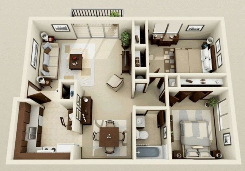 Thiet Ke Nha 2 Phong Ngu 13