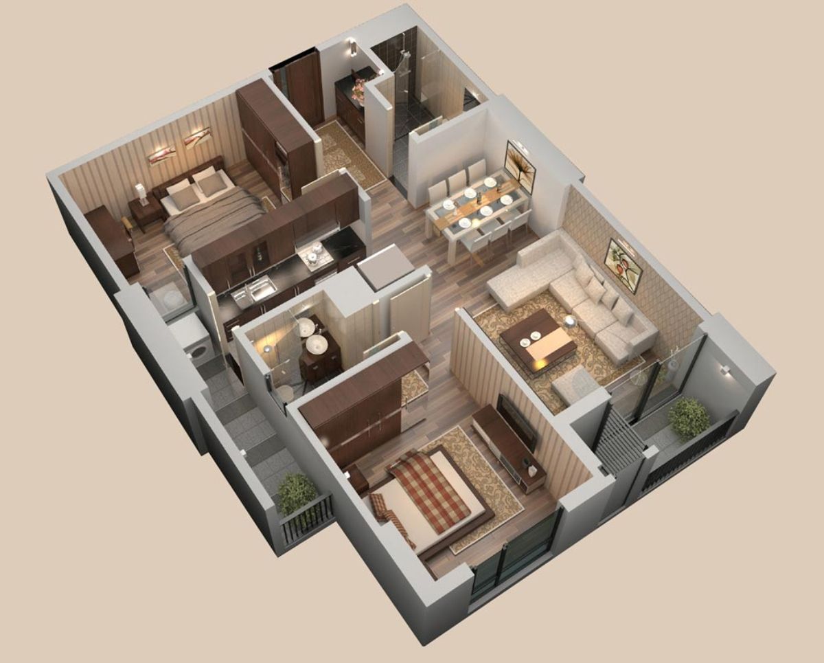 [Top 15+] Mẫu thiết kế nhà 50m2 2 phòng ngủ vừa gọn, vừa sang