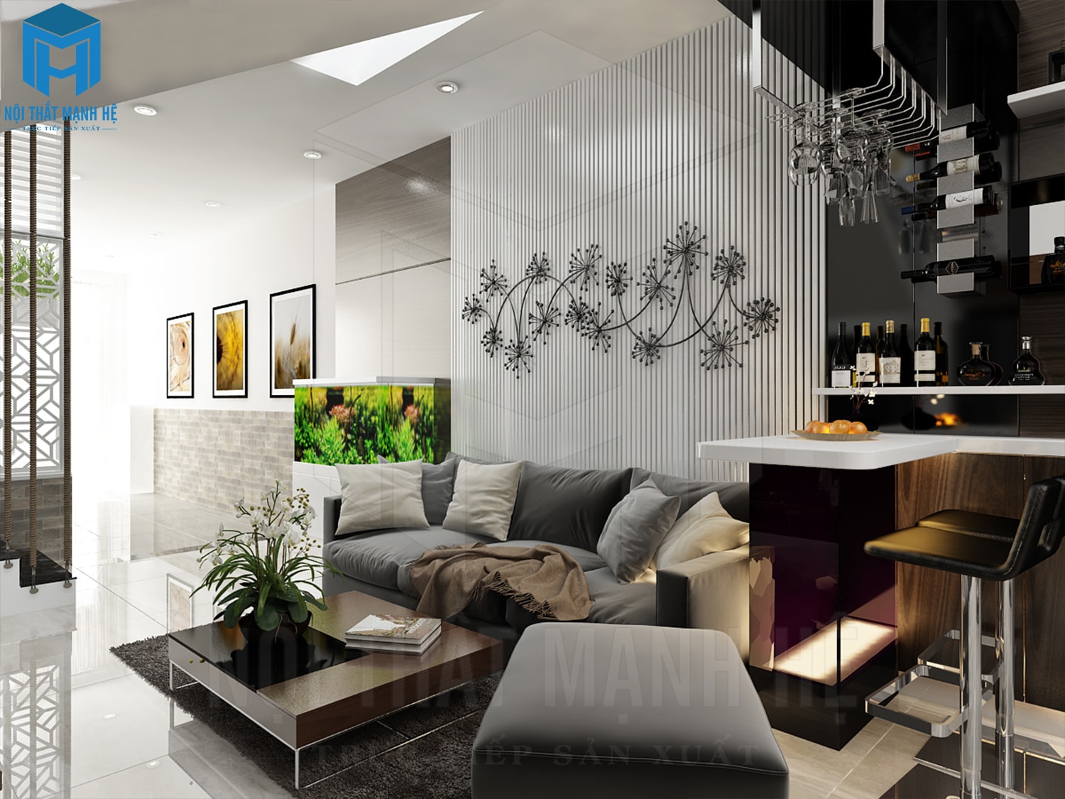 thiet-ke-noi-that-nha-pho-phong-khach-6 Nội Thất Nhà Phố Quận 7 - Chị Lan - 3 Tầng