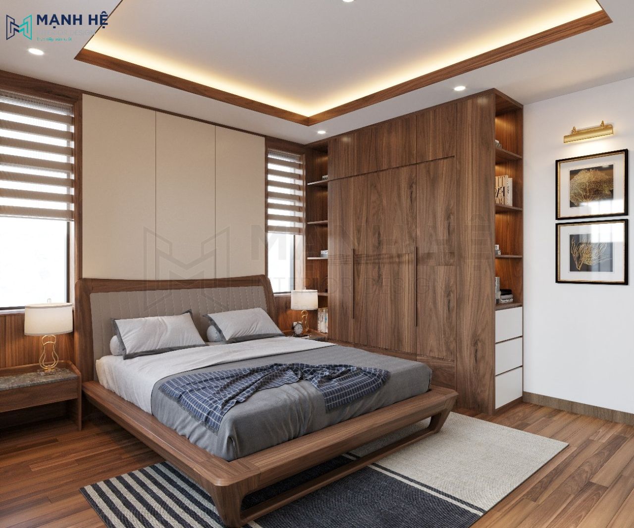 Nội thất phòng ngủ được thiết kế đơn giản mang lại cảm giác gọn gàng, sạch sẽ