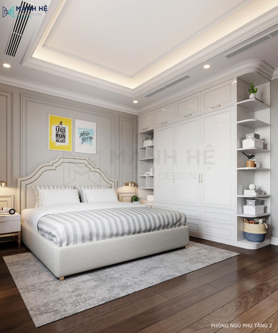Nội thất phòng ngủ được thiết kế đơn giản mang lại cảm giác gọn gàng, sạch sẽ