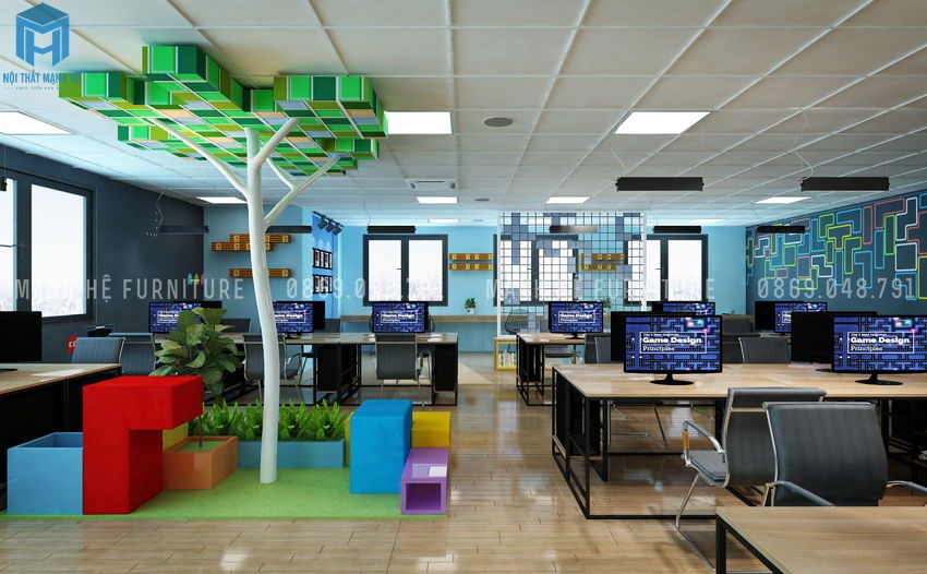 thiet-ke-noi-that-van-phong-noi-that-manh-he Thiết kế nội thất văn phòng công ty trò chơi chuyên nghiệp