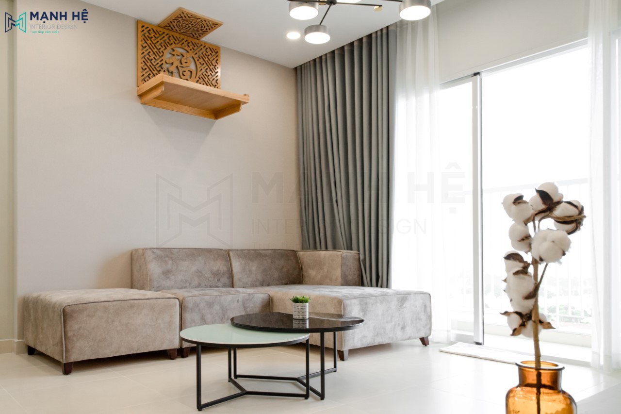 Tổng quan không gian phòng khách bếp chung cư có diện tích rộng