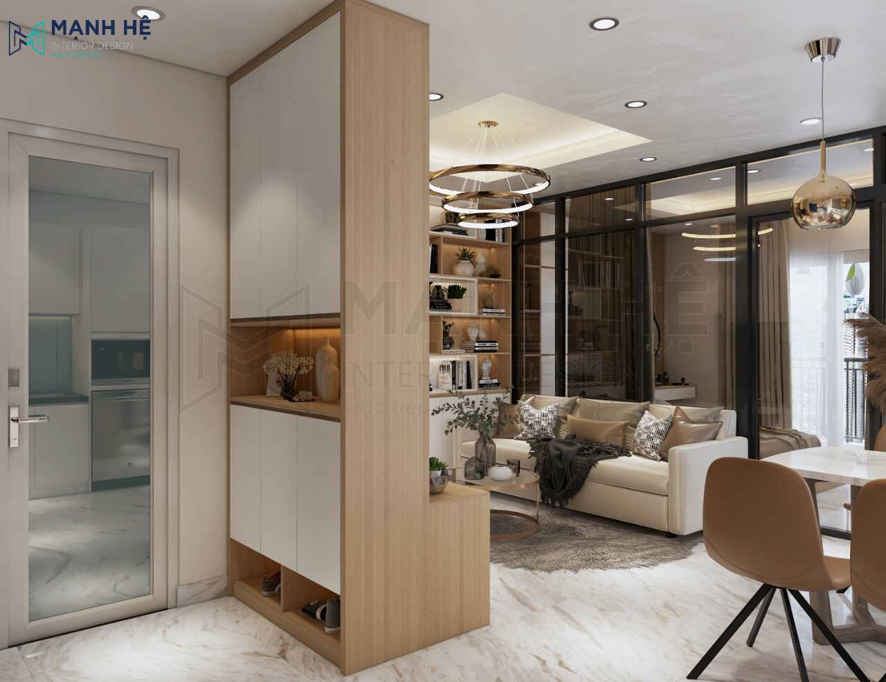 1. Tủ Giày Kết Hợp đựng đồ đa Năng Tủ giày gỗ kết hợp đựng đồ cao đụng trần tăng thẩm mỹ căn hộ