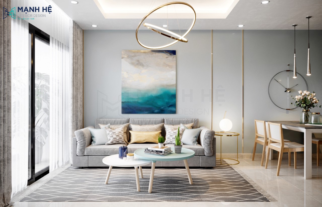 Thiet Ke Noi That Chung Cu Thiết kế nội thất phòng khách chung cư gam màu trung tính